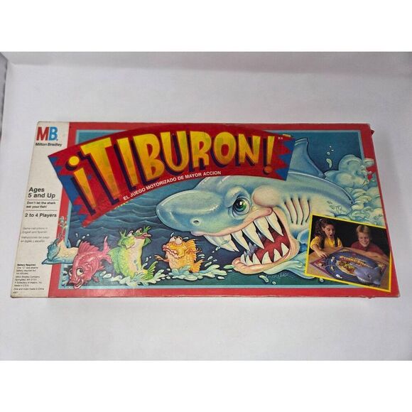 SHARK ATTACK TIBURON SPANISH BOARD GAME MILTON BRADLEY 1988 COMPLETE WORKS RARE - Picture 8 of 9